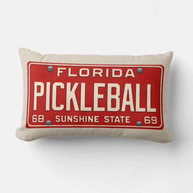 Pickleball Fanatic - Retro Florida License Plate Lumbarkudde (Framsida)