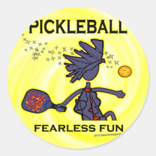 Pickleball Fearless-Roligt Runt Klistermärke