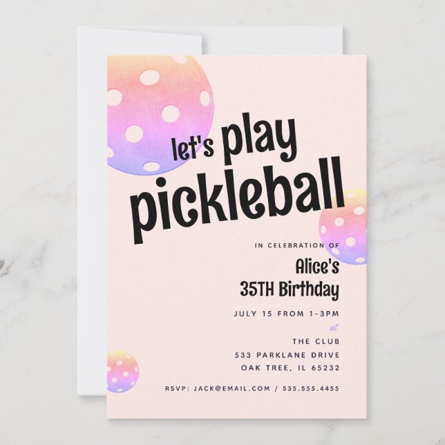 Pickleball-fest Sports Pastell Festinbjudan Inbjudningar (Framsida)