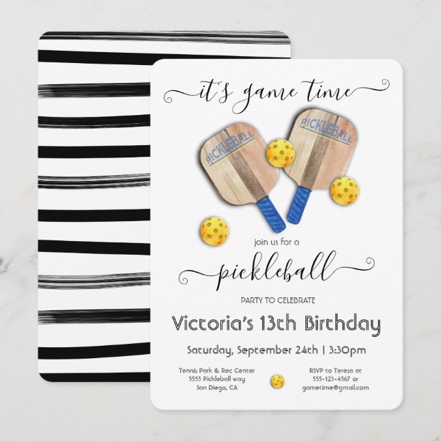 Pickleball-festturnering Inbjudningar (Fram/baksida)