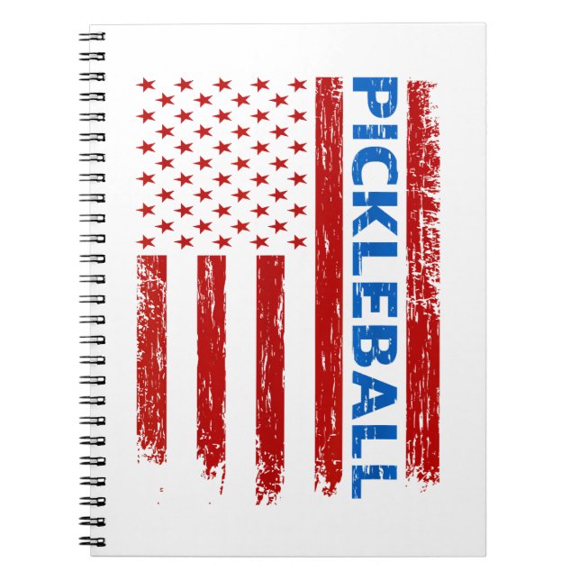 Pickleball Flagga - Spelar Paddleball Pickleball A Anteckningsbok (Framsidan)