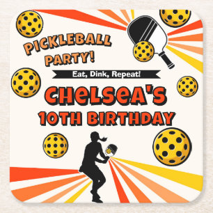 Pickleball Flick kalas Retro Player Underlägg Papper Kvadrat