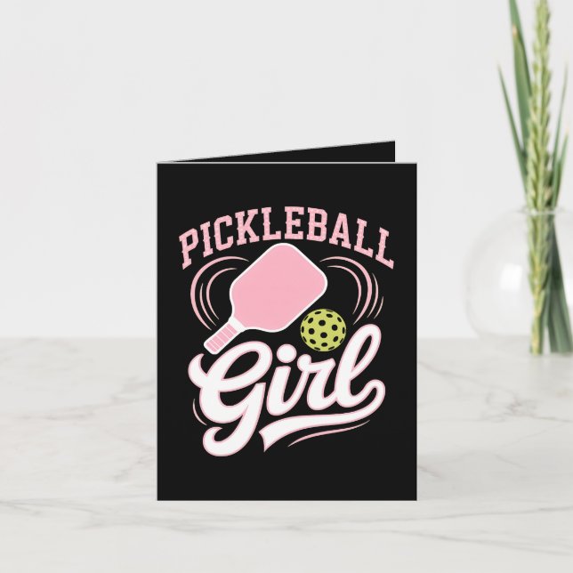 Pickleball Flicka Spelare Helgkort (Framsida)