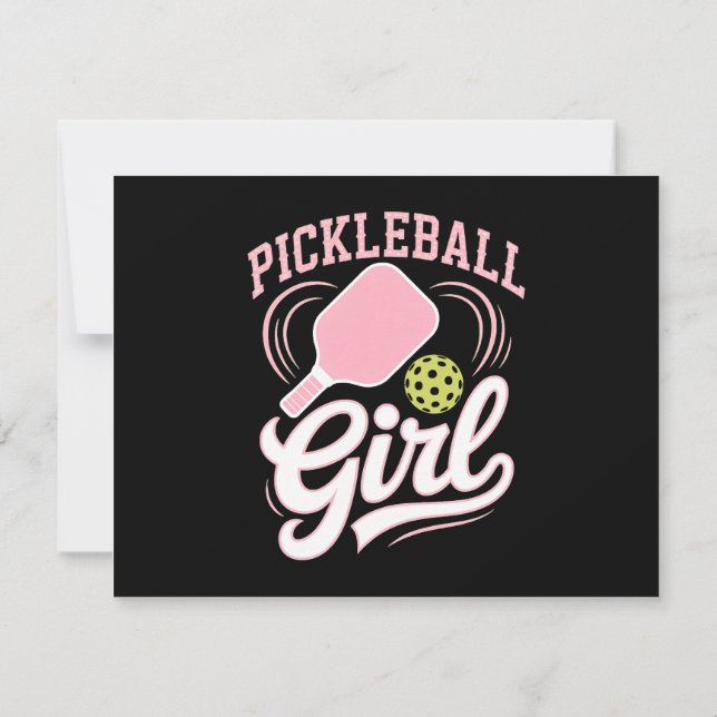 Pickleball Flicka Spelare Inbjudningar (Baksida)