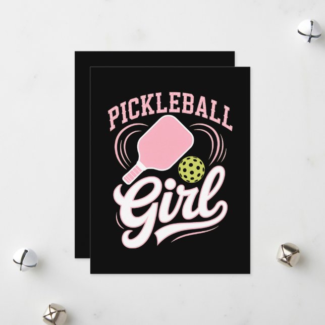 Pickleball Flicka Spelare Julkort (Fram/Back In Situ)
