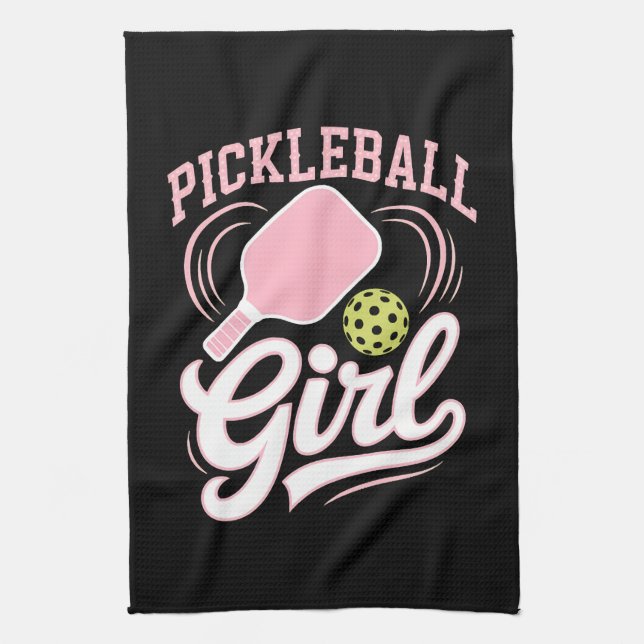 Pickleball Flicka Spelare Kökshandduk (Vertikal)