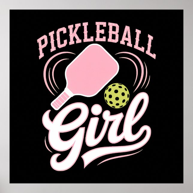 Pickleball Flicka Spelare Poster (Framsidan)