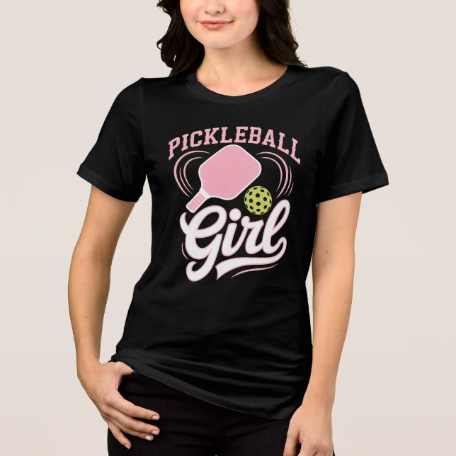 Pickleball Flicka Spelare T Shirt (Framsida)