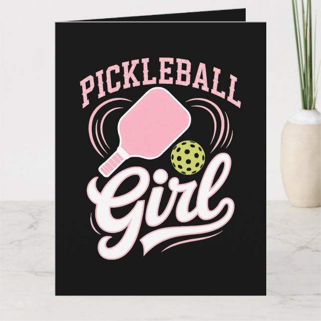 Pickleball Flicka Spelare Tack Kort (Framsida)