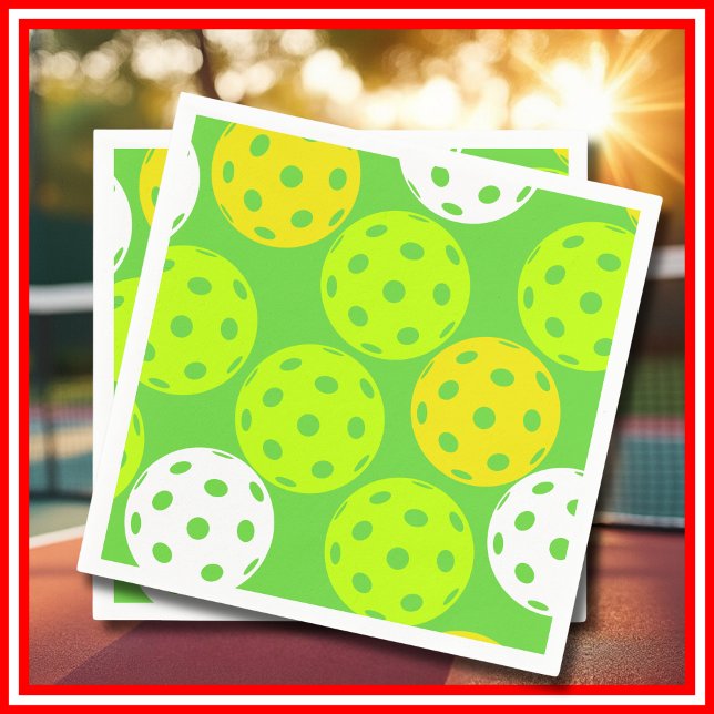 Pickleball Födelsedagsfest Cute Grönt Sports Pappersservett (Pickleball Birthday Party Cute Green Sports Napkins)