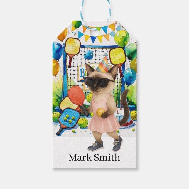 Pickleball-Födelsedagsfest Presentetikett (Framsidan)