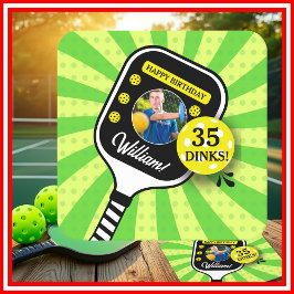 Pickleball Födelsedagsfest RETRO Grönt Sports PHOT Underlägg Papper Kvadrat