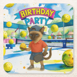 Pickleball-födelsedagsfest Underlägg Papper Kvadrat