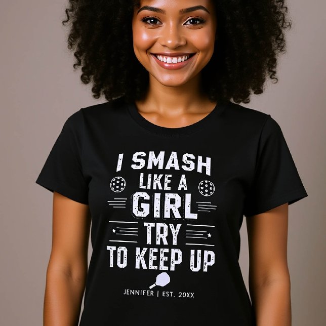 Pickleball Funny Satt Girl Personlig Gift T Shirt (pickleball gift funny tshirt women typography birthday christmas club mom friend personalized)