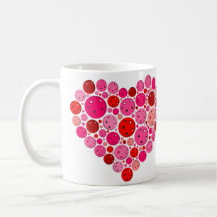 Pickleball fylld på hjärtans Rosa och Röda Kärlek Kaffemugg