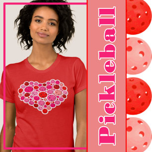 Pickleball fylld på hjärtans Rosa och Röda Kärlek T Shirt