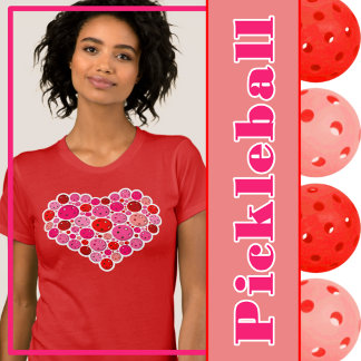 Pickleball fylld på hjärtans Rosa och Röda Kärlek T Shirt