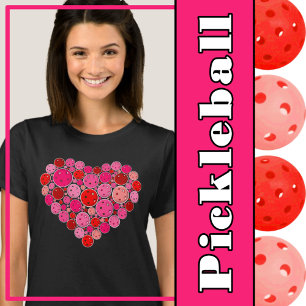 Pickleball fylld på hjärtans Rosa och Röda Kärlek T Shirt