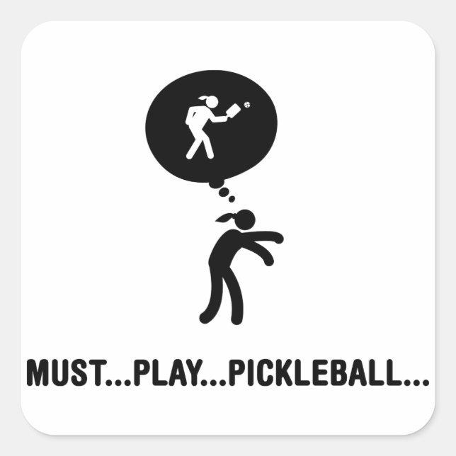 Pickleball Fyrkantigt Klistermärke (Framsida)