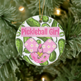 Pickleball Girl Pickles and Pickleball Anpassnings Julgransprydnad Keramik