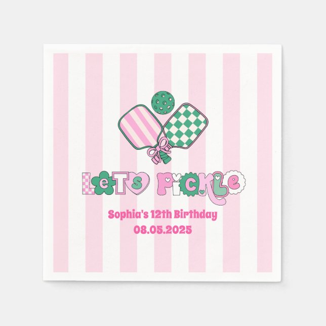 Pickleball Girls Birthday Pappersservett (Framsidan)