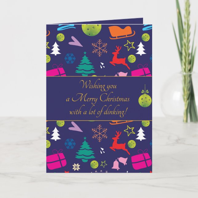 Pickleball 🎄 God jul, anpassningsbar Kort (Framsida)