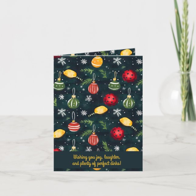 Pickleball 🎄 God jul, anpassningsbar text Helgkort (Framsida)