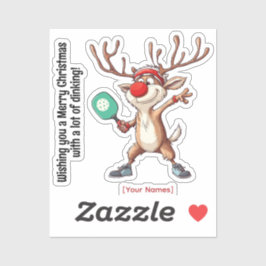 Pickleball 🎄 God jul, anpassningsbar text Klistermärken