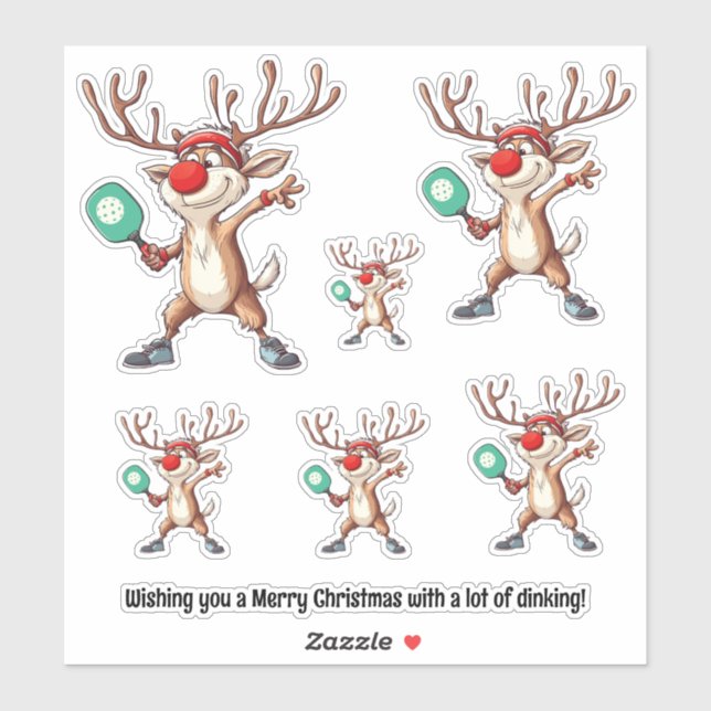 Pickleball 🎄 God jul, anpassningsbar text Klistermärken (Ark)