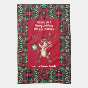 Pickleball 🎄 God jul, anpassningsbar text Kökshandduk