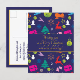 Pickleball 🎄 God jul, anpassningsbar text Vykort