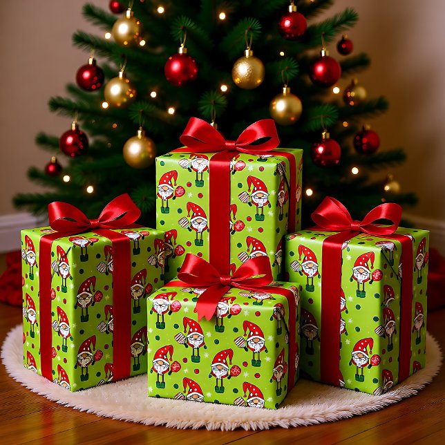 Pickleball God jul Grönt - Papper radbrytning Presentpapper (Pickleball Merry Christmas Green Wrapping Paper)