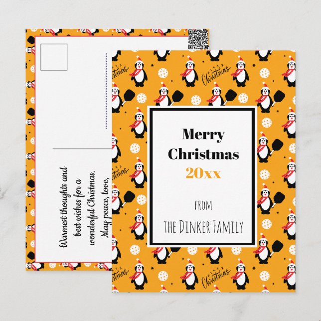 🐧 Pickleball God jul 🎁 Vykort (Fram/baksida)
