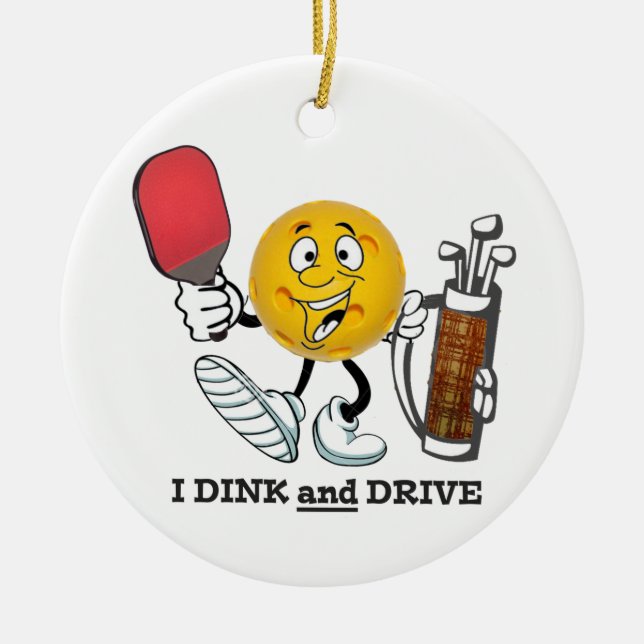 PIckleball/golf: Dink & drev Julgransprydnad Keramik (Framsidan)