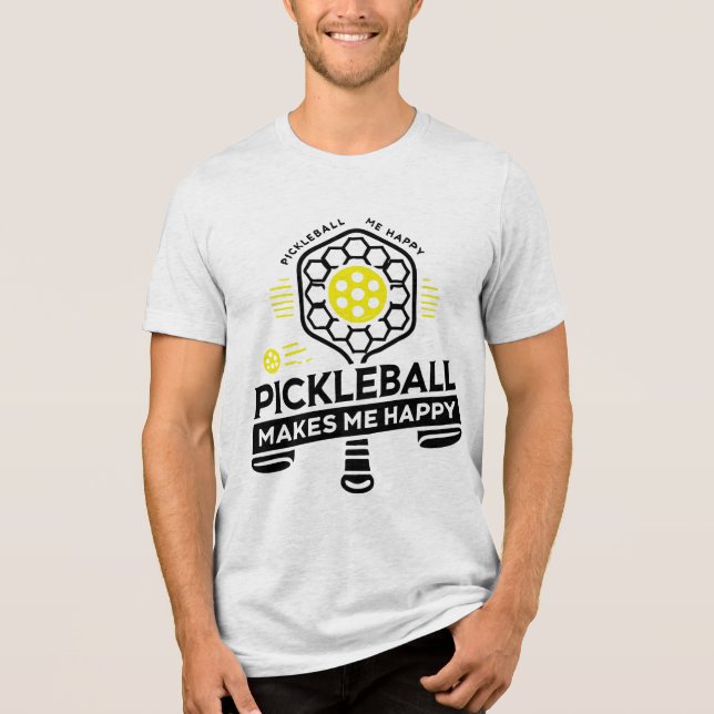 Pickleball gör mig lycklig t shirt (Framsida)