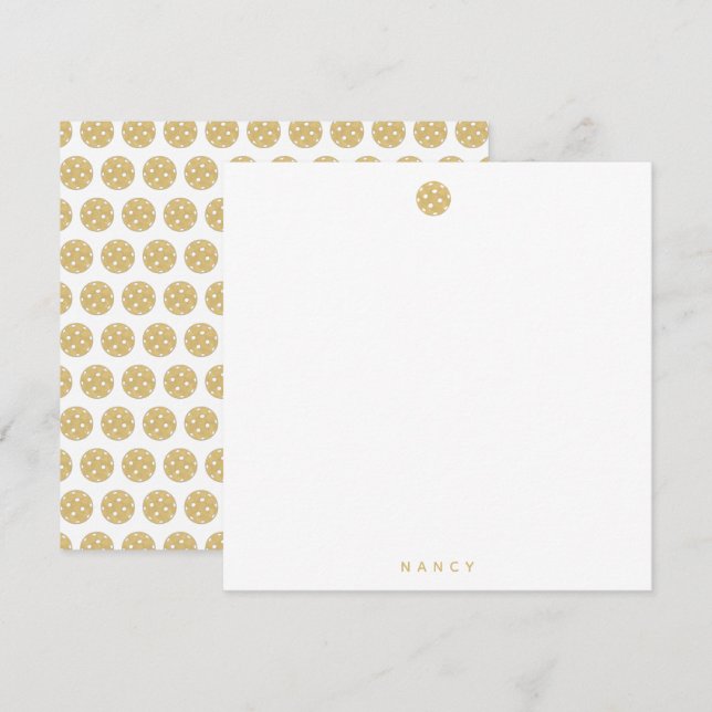 Pickleball Guld Chic Personlig Namn-anteckningskor Anteckningskort (Fram/baksida)