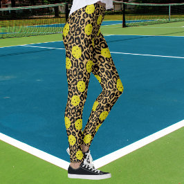 Pickleball-Gult för leopard Exotic Animal Print Leggings