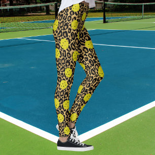 Pickleball-Gult för leopardexotiska djur Leggings