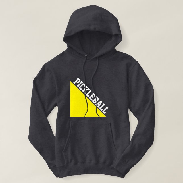 PICKLEBALL-Gult Ljusskant på Grått Hoodie (Design framsida)