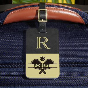 Pickleball Guy Anpassningsbar Monogram Initial Nam Bagagebricka