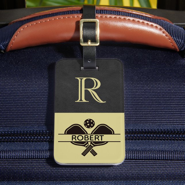 Pickleball Guy Anpassningsbar Monogram Initial Nam Bagagebricka (Skapare uppladdad)