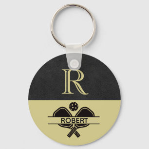 Pickleball Guy Anpassningsbar Monogram Initial Nam Nyckelring