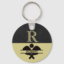 Pickleball Guy Anpassningsbar Monogram Initial Nam Nyckelring
