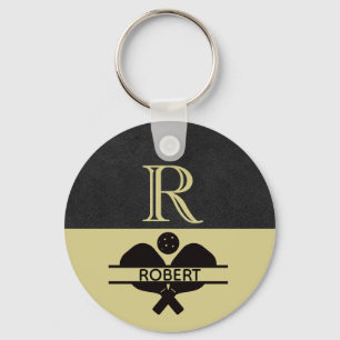 Pickleball Guy Anpassningsbar Monogram Initial Nam Nyckelring