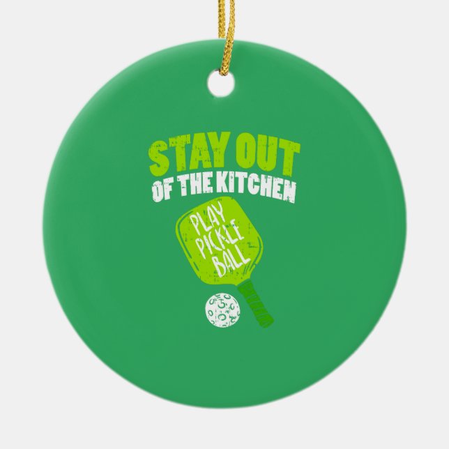 Pickleball - Håll dig borta från köket Julgransprydnad Keramik (Framsidan)