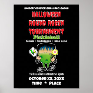 Pickleball Halloween fest Frankensteins monster Poster
