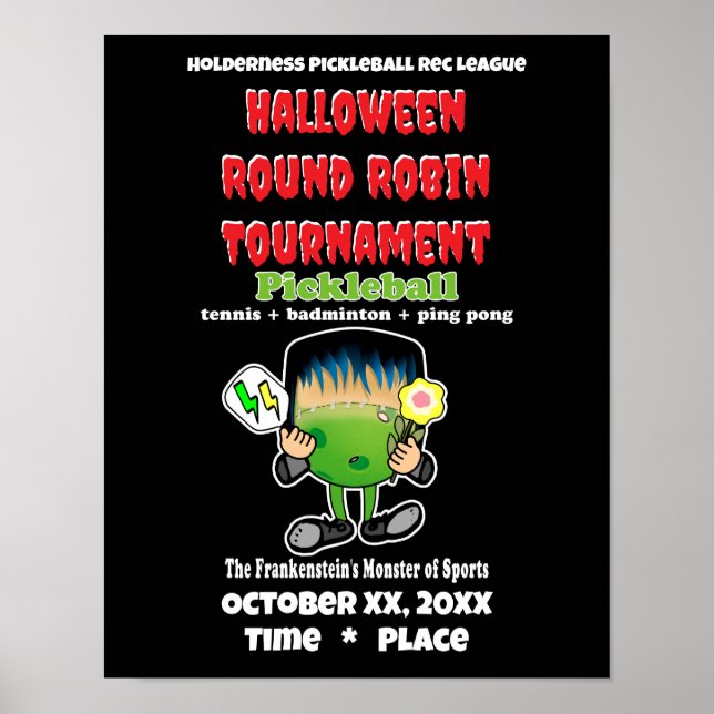 Pickleball Halloween fest Frankensteins monster Poster (Framsidan)