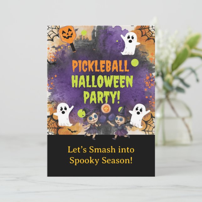 Pickleball Halloween fest Inbjudningar (Stående Fram)