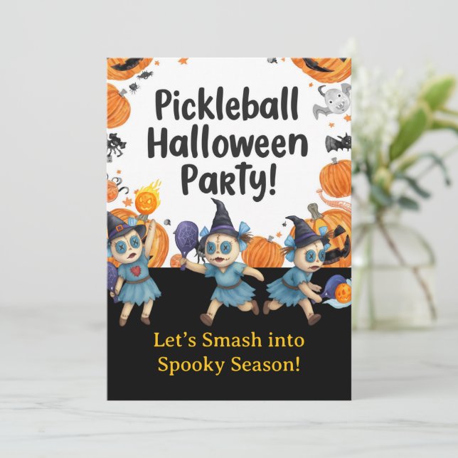 Pickleball Halloween fest Inbjudningar (Stående Fram)