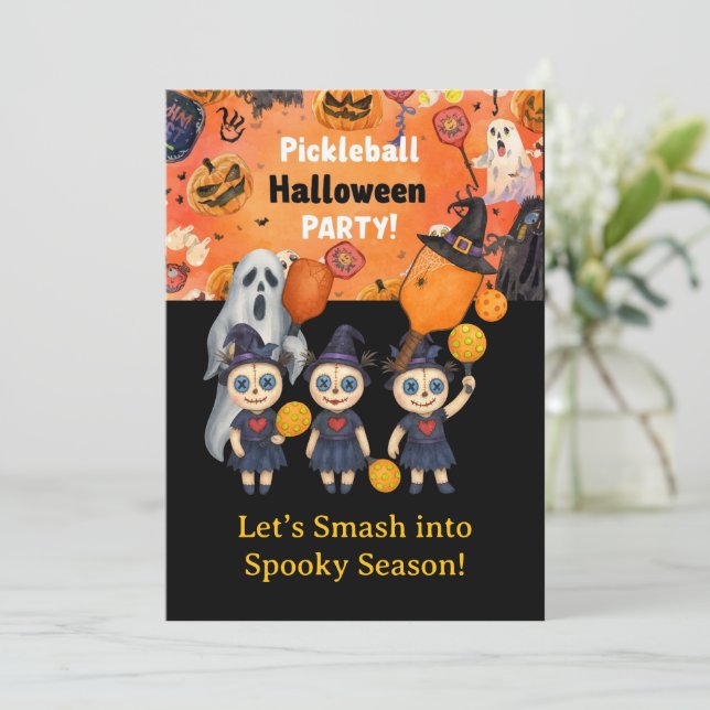 Pickleball Halloween fest Inbjudningar (Stående Fram)